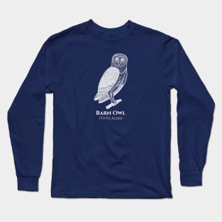 Barn Owl with Common and Scientific Names - animal design Long Sleeve T-Shirt